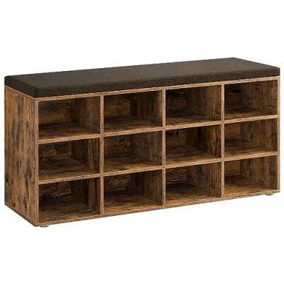 Image de VASAGLE Banc à Chaussures, Organiseur de Chaussures avec 12 Compartiments, Siège Rembourré, pour Entrée, Couloir, Placard, Marron Rustique et Châtaigne LHS012B01