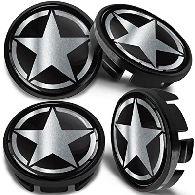 Image de SkinoEu Lot de 4 Enjoliveur Cache Moyeux Capuchon Centre Roue 65 mm, Compatible avec VW Enjoliveurs 3B7 601 171 / 6U7 Noir Argent CV 43