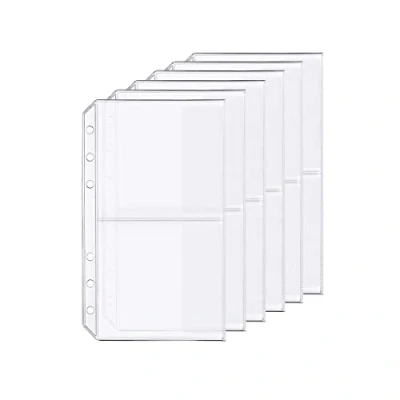 Image de Accessoire pour classeur à anneaux en D Pochettes perforées Séparateur Règle Onglet Index (Double poche, A6)