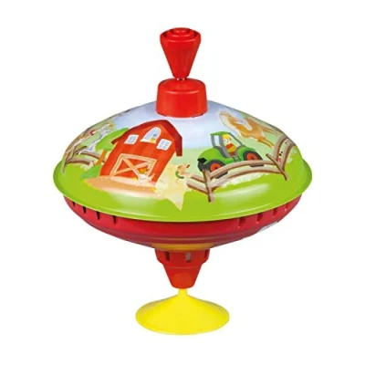 Image de Lena tin Toys, Ø 16 cm, Pompe Classique, Jouet avec Motif de la Ferme, toupie piédestal, pour Enfants à partir 18 Mois, 52260, Multicolore