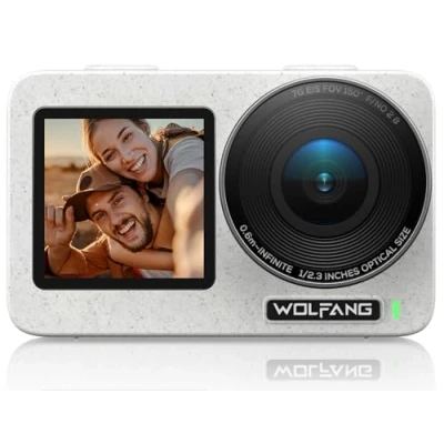 Image de WOLFANG Seeker One Action Cam, 4K 60FPS Double écran Couleur, caméra sous Marine étanche de 16 Pieds, fov Ultra Large 150, Casque au ralenti 6X avec stabilisation d&#039;image GO Ape Tec