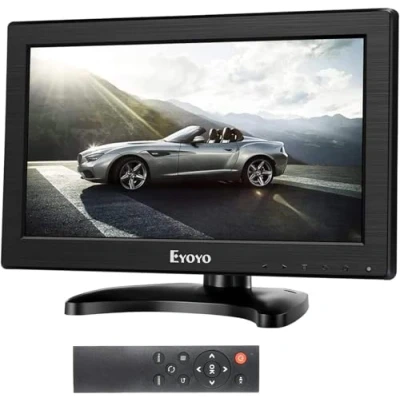 Image de Eyoyo Moniteur 12 Pouces 16 : 9 Écran TFT LCD HDMI HD Résolution à 1366 x 768 avec Entrée VGA BNC AV pour PC CCTV et Caméra Surveillance (Ecran 16:9 sans Télécommande)