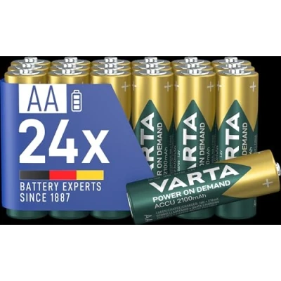 Image de VARTA Piles AA, rechargeables, lot de 24, Recharge Accu Power on Demand, batterie rechargeable, 2100 mAh Ni MH, sans effet mémoire, préchargées, prêtes à l&#039;emploi [Exclusif sur Amazon]