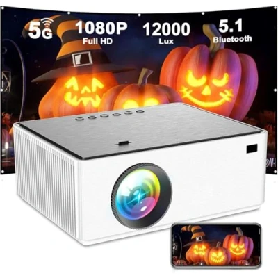 Image de Projecteur vidéo 12000 Lumens, Portable 1080P Full HD, Mini vidéoprojecteur Compatible avec HDMI, VGA, USB, AV, Ordinateur Portable, Smartphone
