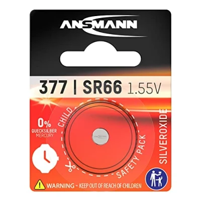 Image de ANSMANN Pile oxyde d&#039;argent SR66 (1 PCE) de Montre 377 1,55V qualité supérieure Plate fiable d&#039;une capacité 17 mAh