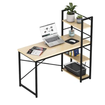 Image de Mark Adler Leader 4.0 Bureau Industriel Réversible pour Ordinateur Compartiments de Rangement 119,5x48cm Designe Ergonomique Cadre en Metal Chene et Noir