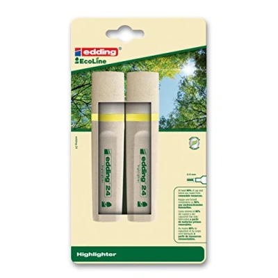 Image de Edding 24 EcoLine Surligneur pointe ciseau; Blister 2 pcs. Couleur jaune ; trait 5 mm