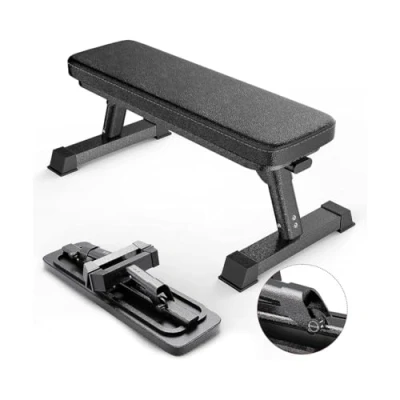 Image de Banc à plat pliable Finer Form de qualité professionnelle pour les exercices avec poids musculation et le renforcement des abdominaux