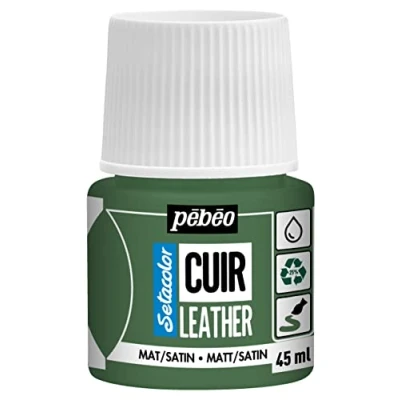 Image de PEBEO Setacolor Cuir Peinture Acrylique pour et Similicuir Personnalisation Sac, Chaussure, Sneaker Résistance rayures, pliures, frottements Finition Mate/Satinée Vert Kaki 45 ml