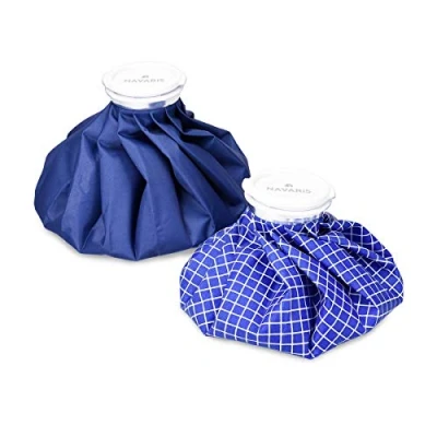 Image de Navaris Set 2x poche de glace Sac chaleur et froid réutilisable Vessie 2 tailles bleu blanc