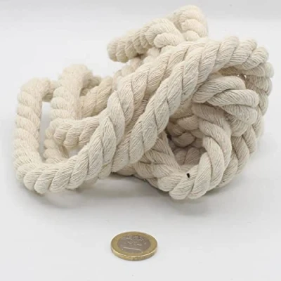 Image de 3 mètres Cordon en Coton Rond 12 mm Corde Tressée avec âme Naturel, Idéal pour DIY, Couture, Polyvalent 12mm Ecru