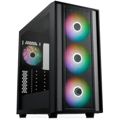 Image de Cooler Master MasterBox 600 Boîtier PC Airflow E ATX Supporte MB Back Connect &amp; Radiateur 420mm, Ventilateurs PWM ARGB Pré Installés 3 x 140mm 1 120mm, Côté Verre Trempé, USB 3.2 Gen 2x2 Type C