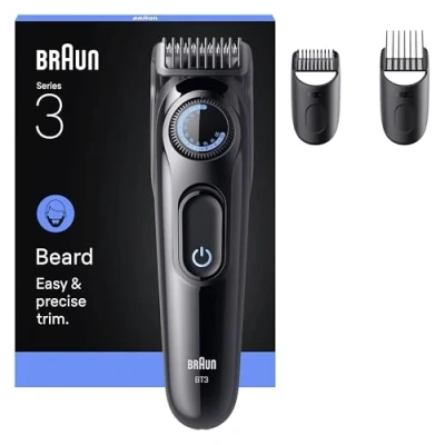 Image de Braun Tondeuse À Barbe Series 3, + 3 Outils Pour Créer Son Style, Lame Ultra Affûtée, Autonomie De 50 Min, 40 Longueurs, BT3520, Noir Bleu