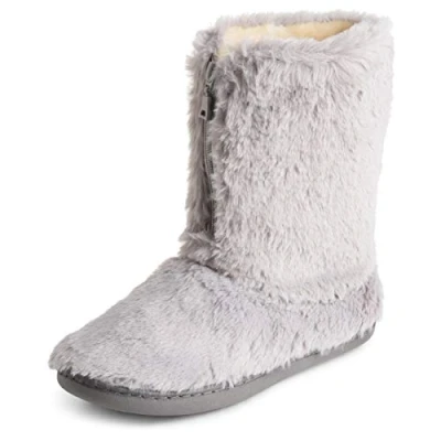 Image de Polar Femmes Mousse A Mémoire Fermeture Eclairper Fausse Fourrure Couverte Semelle en Caoutchouc Intérieure Confortable Luxe Bottes Chaussons Gris UK7/EU40 YC0720
