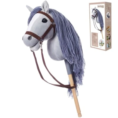 Image de HOPPIHORSE Sport Edition Hobby Horse, A3 Taille, Têtes de Cheval à Chevaucher avec Bride, Rênes, Sangle d&#039;Épaule, Queue, Poignée en Silicone dans Une Boîte Cadeau, Baton, Passe