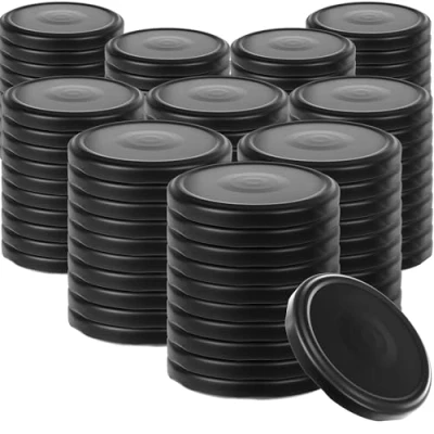 Image de KADAX Lot de 100 couvercles à visser Diamètre : 82 mm En métal Avec 6 dents d&#039;encliquetage Idéaux comme couvercle rechange pour les bocaux conserve Noir mat