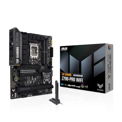 Image de ASUS TUF GAMING Z790 PRO WIFI Carte mère Intel LGA 1700, ATX DDR5, PCIe 5.0, 4 emplacements M.2, Ethernet 2.5Gb, Wi Fi 6E, HDMI, DP, USB Type C, Thunderbolt 4, AEMPII, AI Overclocking, Aura