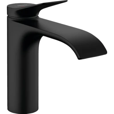 Image de hansgrohe Vivenis Mitigeur de lavabo sans tirette ni vidage, économie d&#039;énergie (CoolStart), Robinet salle bain avec hauteur sous bec 110 mm, d&#039;eau (EcoSmart), Noir mat, 75024670