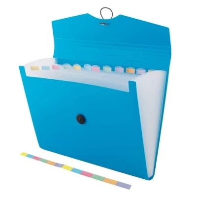 Image de D.RECT 5580 Trieur Extensible 12 Poches A4 Classeur Documents Accordéon Pochettes Porte documents, bleu