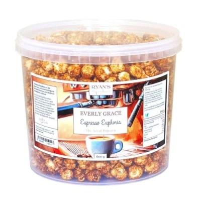 Image de Everly Grace popcorn Espresso Euphoria, 600 g Seau de au caramel sucré et véritable espresso, fait main en Allemagne