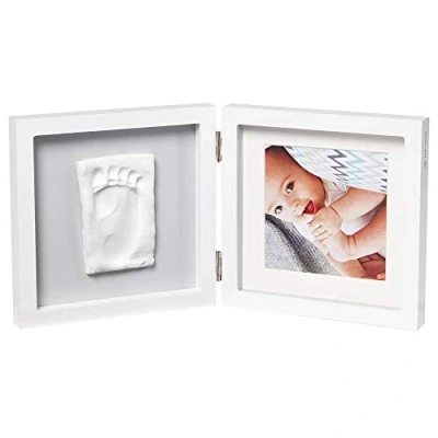 Image de Baby Art My Style Cadre photo simple avec empreinte bébé, personnalisable 2 volets kit empreintes mains et pieds bebe, cadeau de naissance bébé