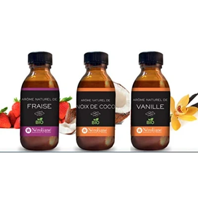 Image de Lot 3 arômes BIO : Vanille Fraise Coco (3 x 50 ml)