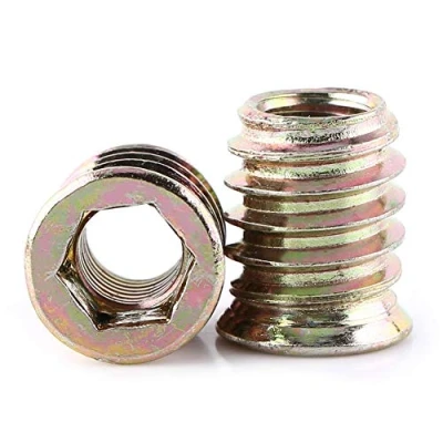 Image de 20 pièces Vis en Acier au Carbone Zingué Dans l&#039;Écrou, Écrous d&#039;Insertion Filetés à Six Pans Creux pour Meubles Bois(M8*17mm)