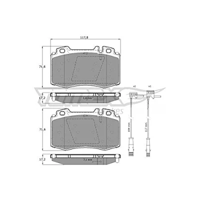 Image de TOMEX brakes TX 12 811 Jeu de plaquettes frein Essieu avant contact signal d&#039;usure inclus avec accessoires MERCEDES BENZ: Classe E Berline