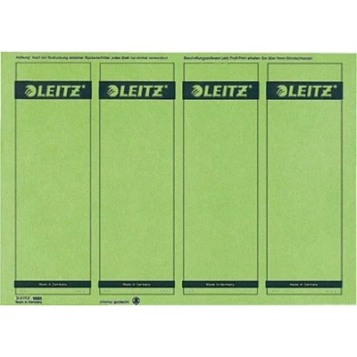 Image de Leitz Étiquettes Imprimables PC pour Classeurs à Levier Couverture Papier, Large, Court, Vert, 61,5 x 192 mm, 16852055, Lot de 100