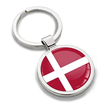 Image de Biomar Labs® 3D Metal Porte clés National Drapeau Danemark Danois Denmark Flag Cadeau pour Homme et Femme KK 185