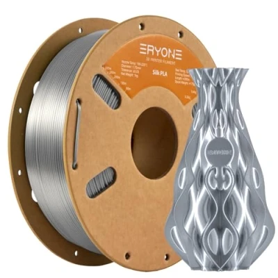 Image de ERYONE Silk PLA Filament 1.75 mm, d&#039;imprimante 3D PLA, +/ 0,03 1 kg/Bobine, Argent
