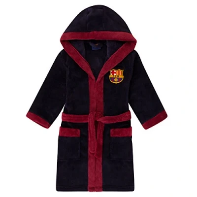 Image de FC Barcelona Robe de Chambre à Capuche thème Football Polaire garçon Bleu Marine 7 8 Ans