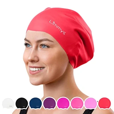 Image de Limmys Bonnet de Bain Cheveux Long Adulte 100% Silicone Qualité Supérieure, Extensible Confortable Disponible en Plusieurs Couleurs (Large)