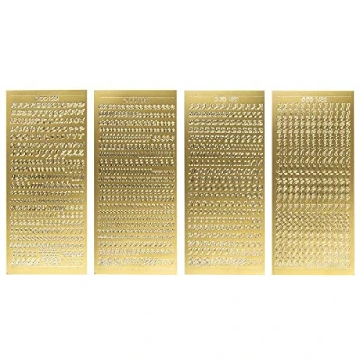 Image de Kit de Stickers 4 Feuilles d&#039;autocollants chacune 23 cm x 10 ABC Lettres majuscules et minuscules avec Chiffres caractères spéciaux idéal pour Les Bougies &amp; Cartes voeux (Or)