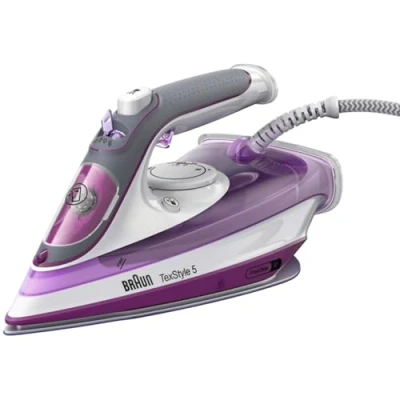 Image de Braun FreeStyle 5 SI 5037 VI, Fer à Repasser avec Semelle FreeGlide 3D, Verticale, Jet de Vapeur 200 g/min, Réservoir d&#039;Eau 300 ml, 2700 W, Violet