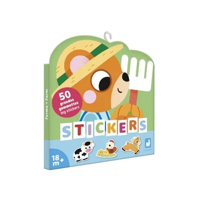 Image de Janod 50 Grandes Gommettes pour Enfants Dès 18 Mois Format 7x8cm Stickers Autocollants Thème Animaux de la Ferme Pré découpées Faciliter Préhension Développement Créativité J09188