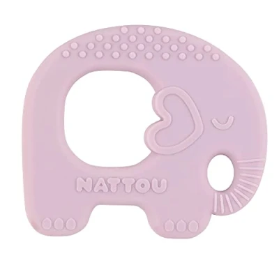 Image de Nattou Anneau de Dentition en Silicone, Éléphant comme Hochet et Animal Dentition, sans BPA, env. 9 cm, Silicon, Violet