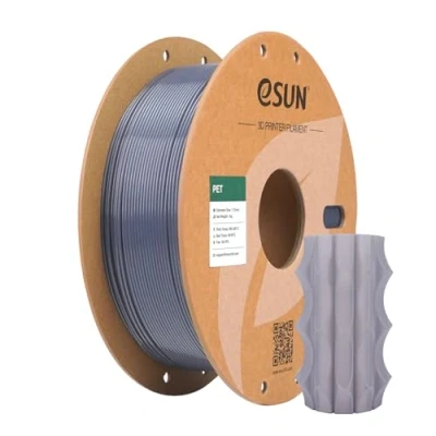 Image de eSUN Filament PET 1.75mm, Haute Résistance, Bobine de 1KG (2.2 LBS) d&#039;Impression 3D pour Imprimantes 3D,Gris Translucide