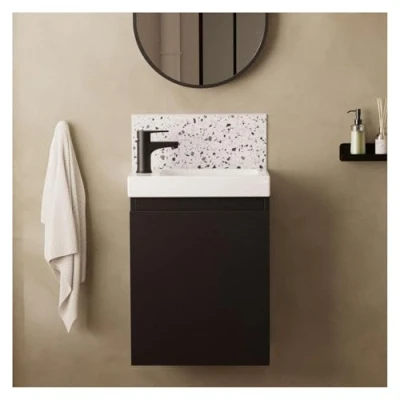 Image de Meuble Lave Mains Lisa Noir + Robinet