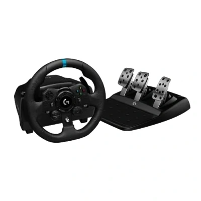 Image de Logitech G G923 Racing Wheel and Pedals, TRUEFORCE up to 1000 Hz Force Feedback, Responsive Pedal, Dual Clutch Launch Control, Genuine Leather Cover, for Xbox Series XSOne, PC Black