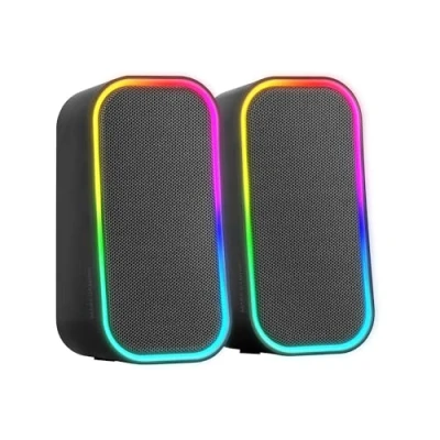 Image de Mars Gaming MS OM, Enceintes 20W, Éclairage Dynamique RGB, Haut parleurs Bluetooth 5.3 + AUX IN, Boîtier de Contrôle du Volume, Chipset DSP Personnalisé, Compatibilité Universelle, Noir
