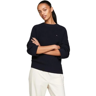 Image de Tommy Hilfiger Femme Pull en Maille, Bleu (desert Sky), S