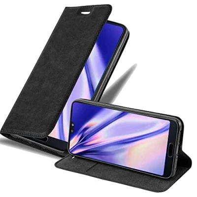 Image de cadorabo Coque pour Huawei P20 en Noir Nuit Housse Protection avec Fermoire Magnétique, Stand Horizontal et Fente Carte Portefeuille Etui Poche Folio Case Cover