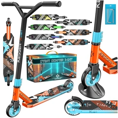 Image de KESSER® Trottinette de Loisir Freestyle X Limit Direction à 360, avec roulement Billes ABEC 9 100 mm, Roues en polyuréthane Solide, Rouge