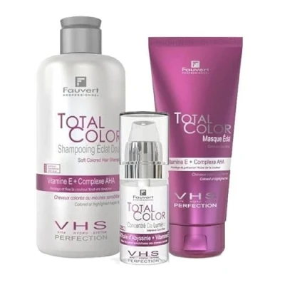 Image de Pack cheveux colorés sensibilisés avec soin brillance Eclat Total Color Fauvert Professionnel