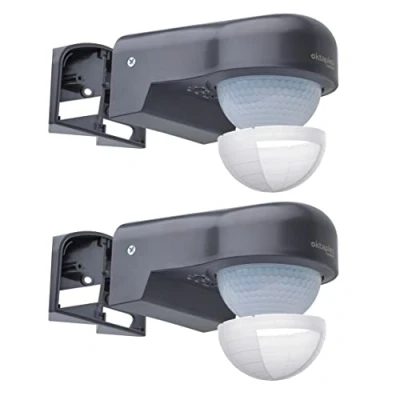 Image de Oktaplex 2X Don Détecteur de Mouvement extérieur 230 V IP65 Capteur PIR réglable à 240 Portée 10 m Compatible LED avec Support d&#039;angle Anthracite