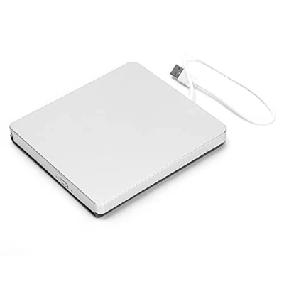 Image de ciciglow Lecteur de DVD Externe, CD/DVD/Lecteur Portable USB 2.0 pour Ordinateur Graveur CD ROM Compatible avec XP/Wind10/Vista/7/Linux/OS X(Argent)