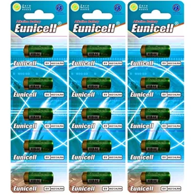 Image de Eunicell Lot de 15 Piles alcalines sans Mercure 4LR44 6 V (3 blisters 5 Piles) PX28, 4G13, 476A, L1325