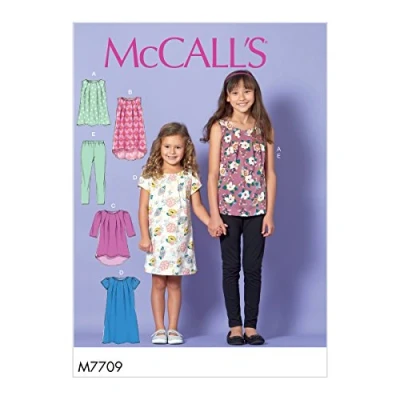 Image de Mccall&#039;s Patterns 7709 CHJ Hauts, robes et leggings pour enfants/filles, tailles 7 14, tissu, multicolore, 17 x 0,5 0,07 cm