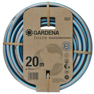 Image de Gardena Tuyau EcoLine 1/2 pouce, 20 m sans pièces système: d’arrosage durable plastique recyclé, phtalates ni substances nocives, fonction Power Grip, résistant gel et UV (18930 20)